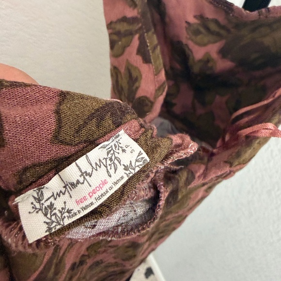 Intimately Free People Pink Mini Dress with Olive Floral Print - Picture 3 of 5